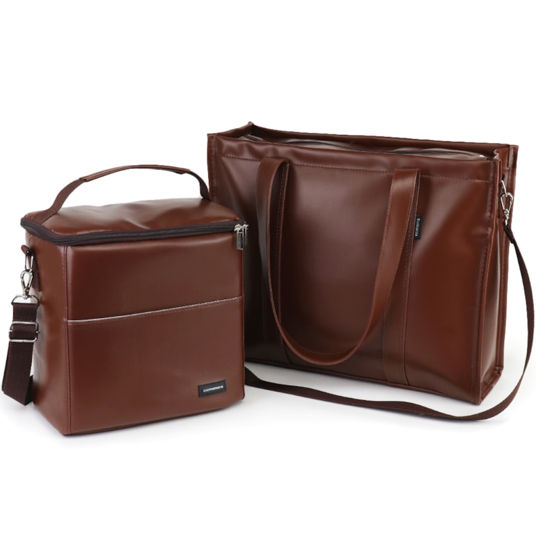 Kit Bolsa Tote Pro com Alça + Térmica Move Grande Marrom Cacau