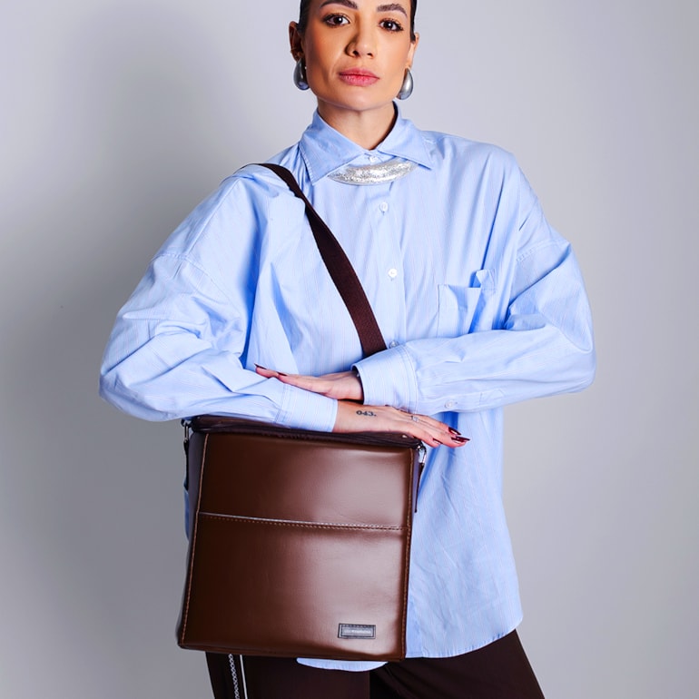 Kit Bolsa Tote Pro com Alça + Térmica Move Grande Marrom Cacau