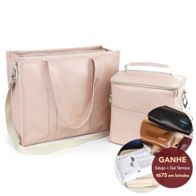 Kit Bolsa Tote Pro com Alça + Térmica Move Grande Nude