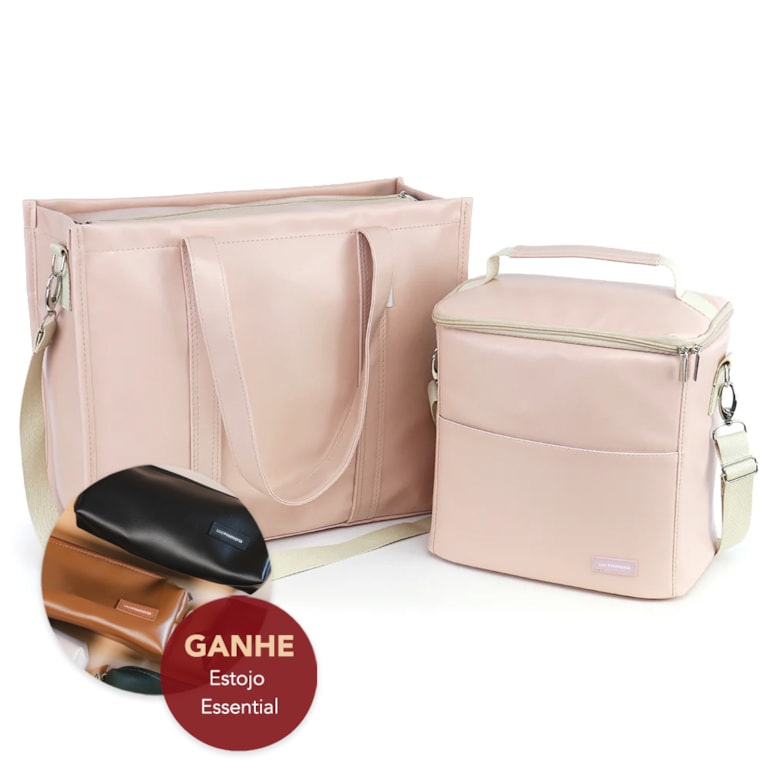 Kit Bolsa Tote Pro com Alça + Térmica Move Grande Nude