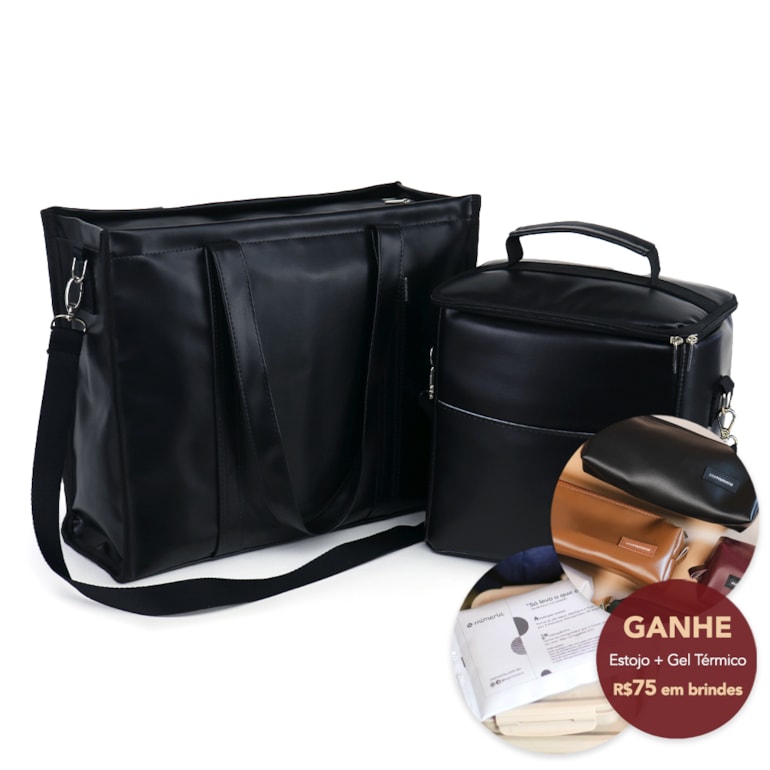 Kit Bolsa Tote Pro com Alça + Térmica Move Grande Preta