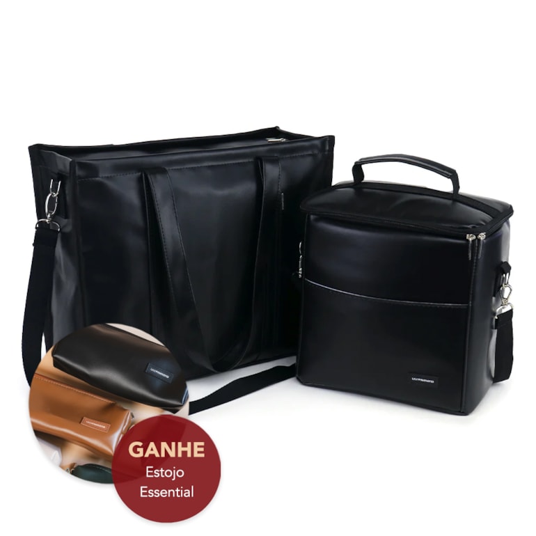 Kit Bolsa Tote Pro com Alça + Térmica Move Grande Preta