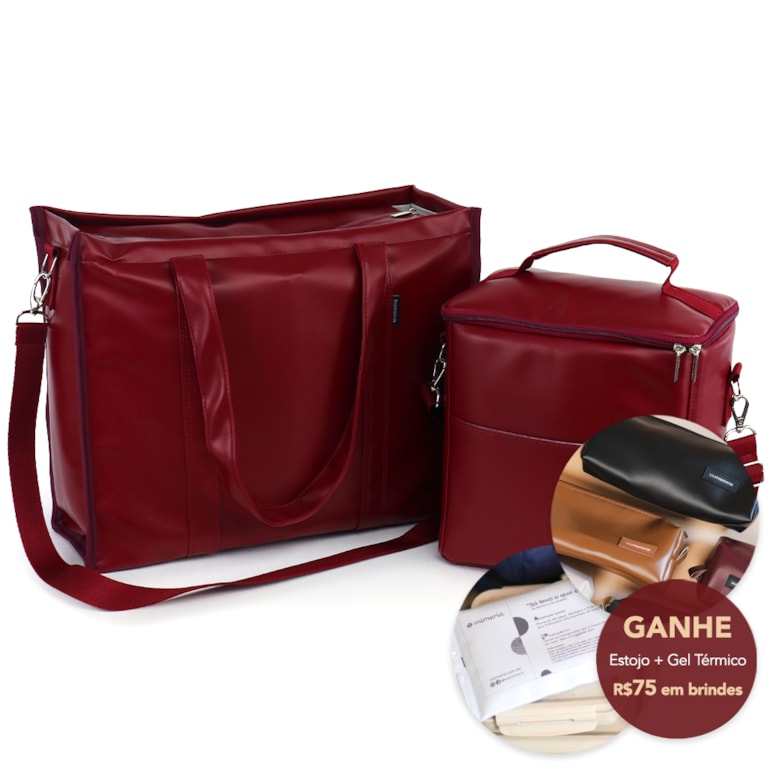 Kit Bolsa Tote Pro com Alça + Térmica Move Grande Vermelho Cereja