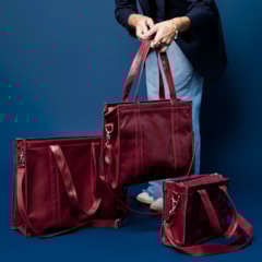 Kit Bolsa Tote Pro com Alça + Térmica Move Grande Vermelho Cereja