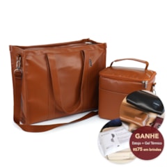 Kit Bolsa Tote Pro com Alça + Térmica Move Média Caramelo