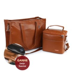 Kit Bolsa Tote Pro com Alça + Térmica Move Média Caramelo