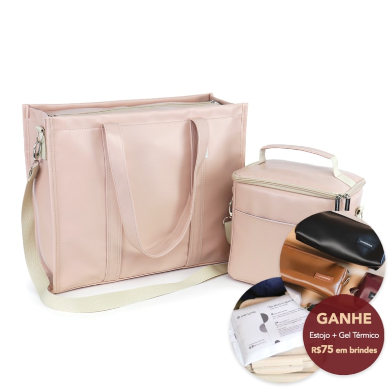 Kit Bolsa Tote Pro com Alça + Térmica Move Média Nude
