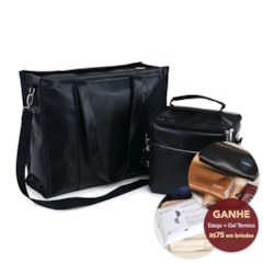 Kit Bolsa Tote Pro com Alça + Térmica Move Média Preta