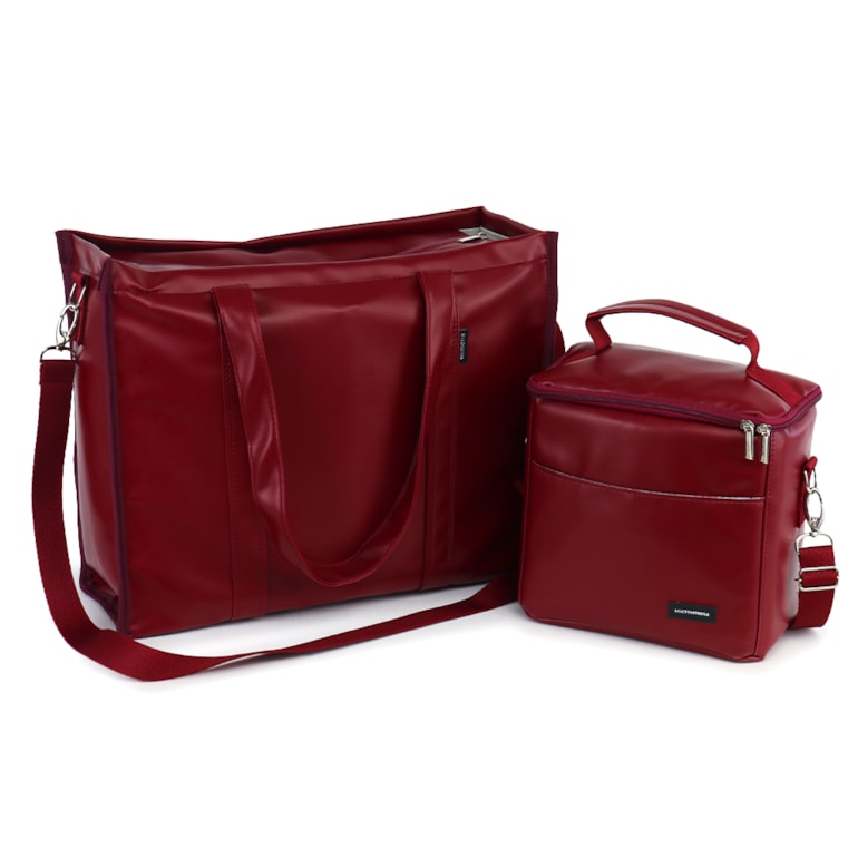 Kit Bolsa Tote Pro com Alça + Térmica Move Média Vermelho Cereja