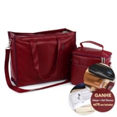 Kit Bolsa Tote Pro com Alça + Térmica Move Média Vermelho Cereja