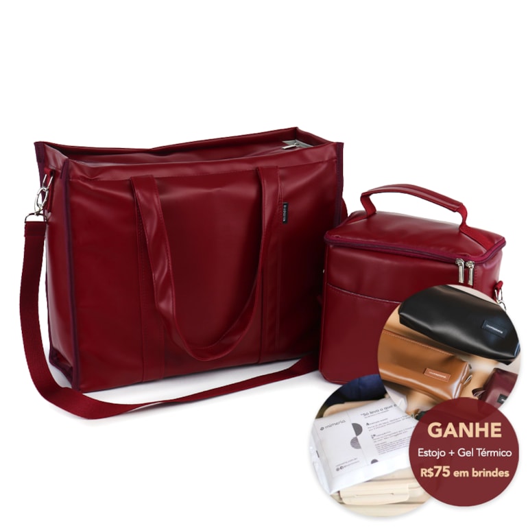 Kit Bolsa Tote Pro com Alça + Térmica Move Média Vermelho Cereja