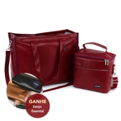 Kit Bolsa Tote Pro com Alça + Térmica Move Média Vermelho Cereja