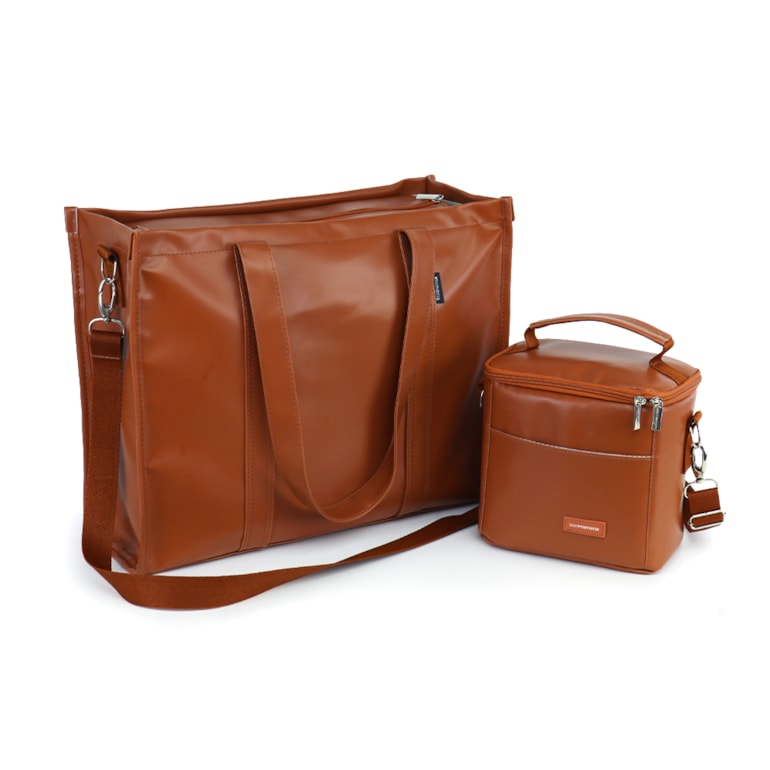 Kit Bolsa Tote Pro com Alça + Térmica Move Mini Caramelo