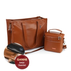 Kit Bolsa Tote Pro com Alça + Térmica Move Mini Caramelo