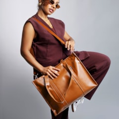 Kit Bolsa Tote Pro com Alça + Térmica Move Mini Caramelo