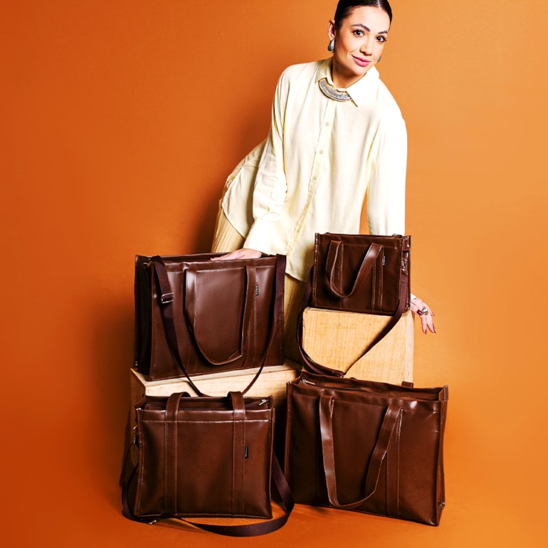 Kit Bolsa Tote Pro com Alça + Térmica Move Mini Marrom Cacau