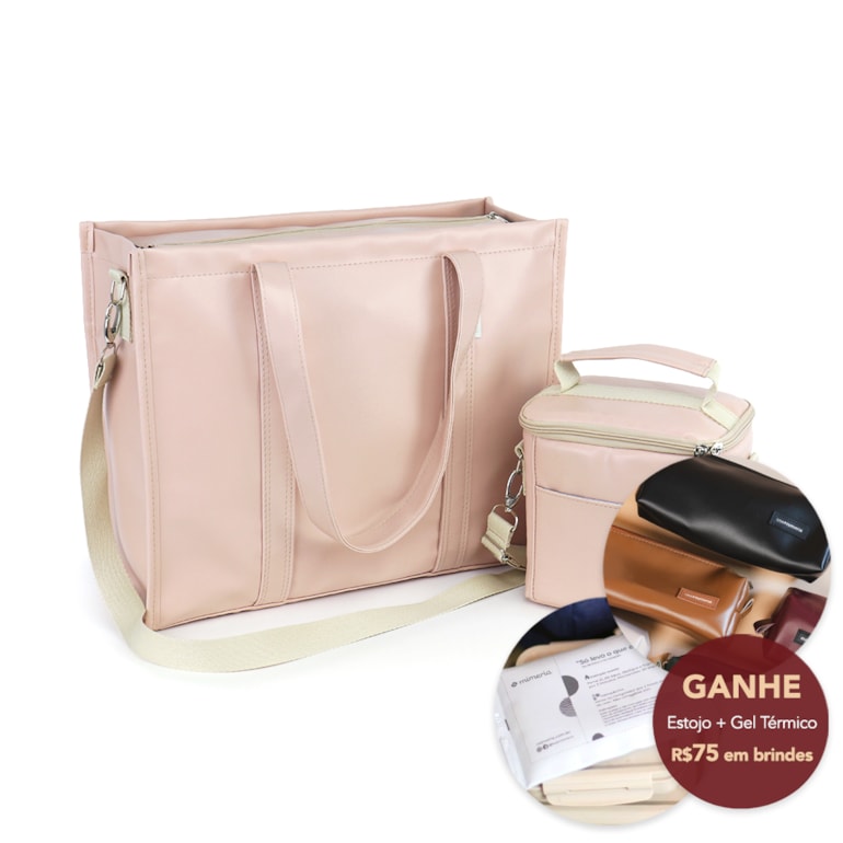 Kit Bolsa Tote Pro com Alça + Térmica Move Mini Nude