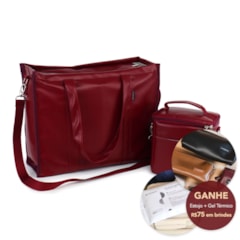Kit Bolsa Tote Pro com Alça + Térmica Move Mini Vermelho Cereja