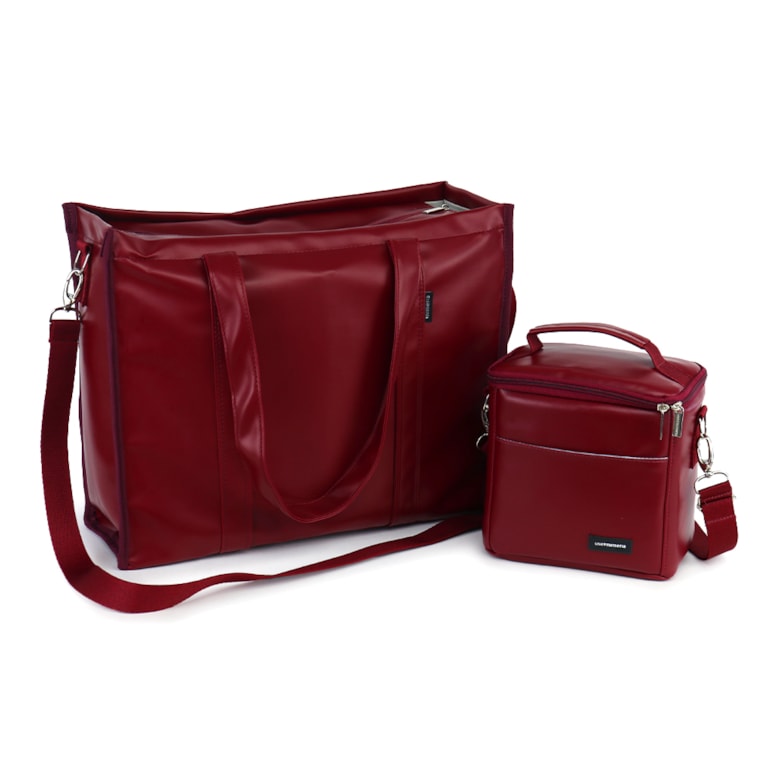 Kit Bolsa Tote Pro com Alça + Térmica Move Mini Vermelho Cereja