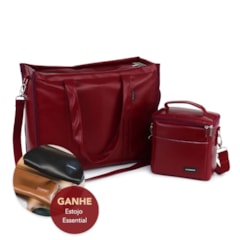 Kit Bolsa Tote Pro com Alça + Térmica Move Mini Vermelho Cereja