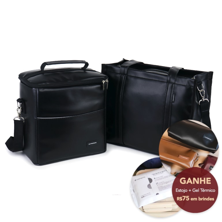 Kit Bolsa Tote Pro Midi com Alça + Térmica Move Grande Preta