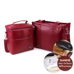 Kit Bolsa Tote Pro Midi com Alça + Térmica Move Grande Vermelho Cereja