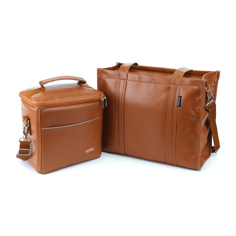 Kit Bolsa Tote Pro Midi com Alça + Térmica Move Média Caramelo