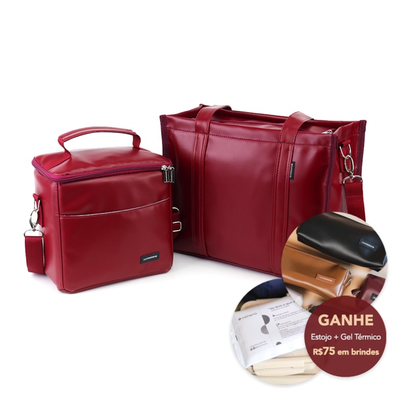 Kit Bolsa Tote Pro Midi com Alça + Térmica Move Média Vermelho Cereja