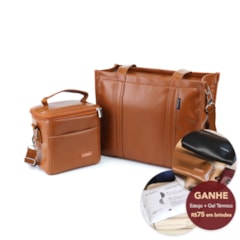Kit Bolsa Tote Pro Midi com Alça + Térmica Move Mini Caramelo