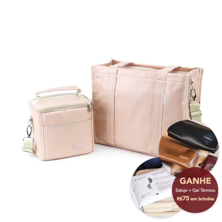 Kit Bolsa Tote Pro Midi com Alça + Térmica Move Mini Nude