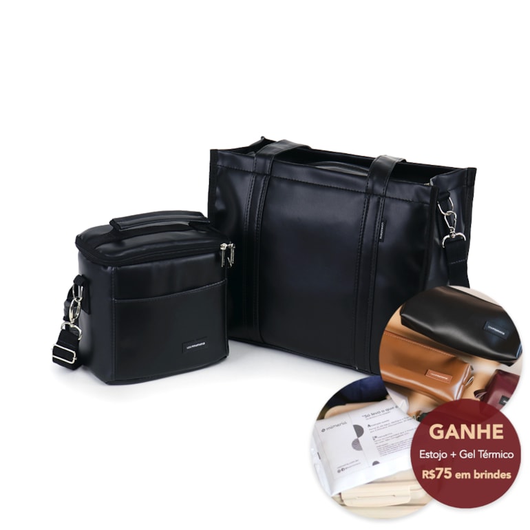 Kit Bolsa Tote Pro Midi com Alça + Térmica Move Mini Preta