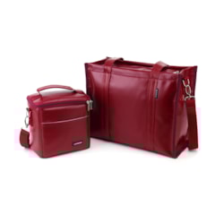 Kit Bolsa Tote Pro Midi com Alça + Térmica Move Mini Vermelho Cereja