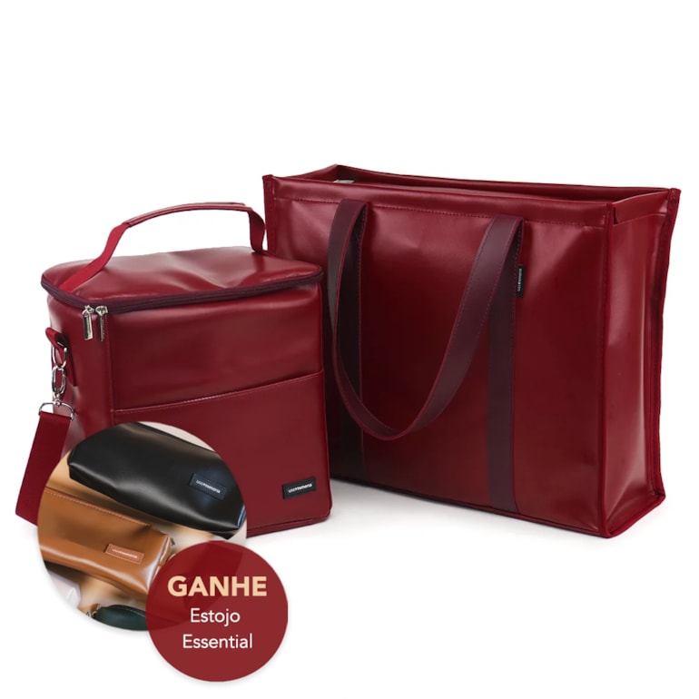 Kit Bolsa Tote + Térmica Move Grande Vermelho Cereja