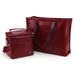 Kit Bolsa Tote + Térmica Move Média Vermelho Cereja