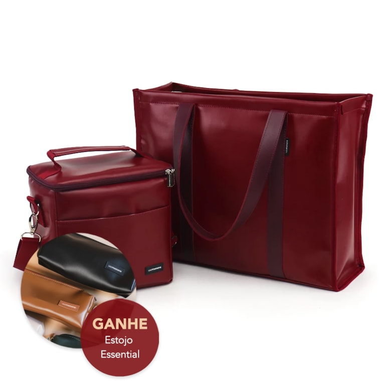 Kit Bolsa Tote + Térmica Move Média Vermelho Cereja