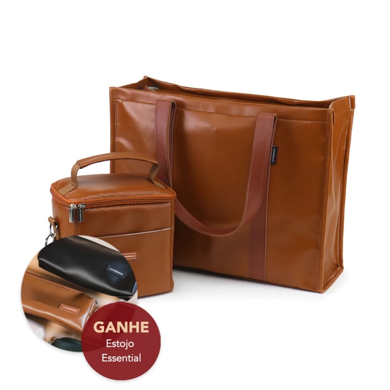 Kit Bolsa Tote + Térmica Move Mini Caramelo