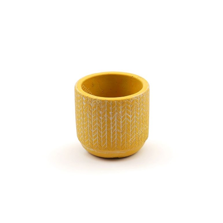 Kit Cachepô Decorativo em Cimento Amarelo Mostarda