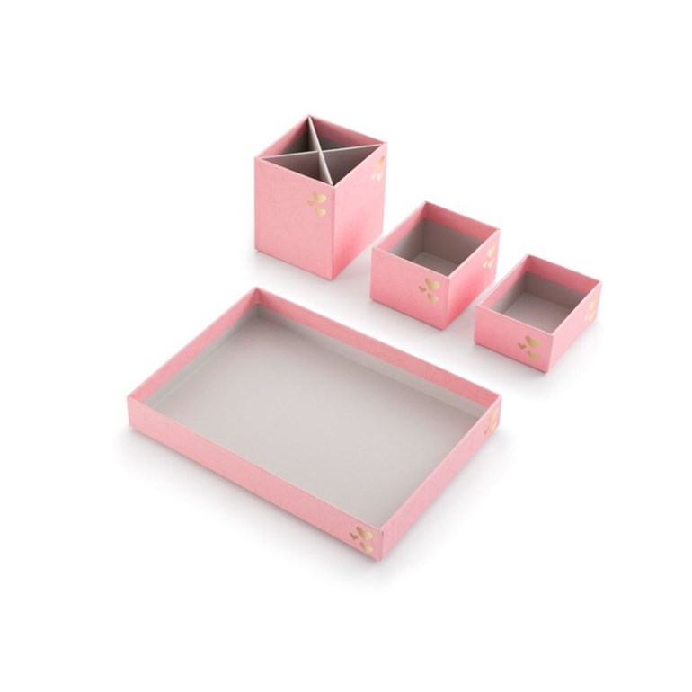 Kit Caixas Organizadoras Pink Stone Geométrico