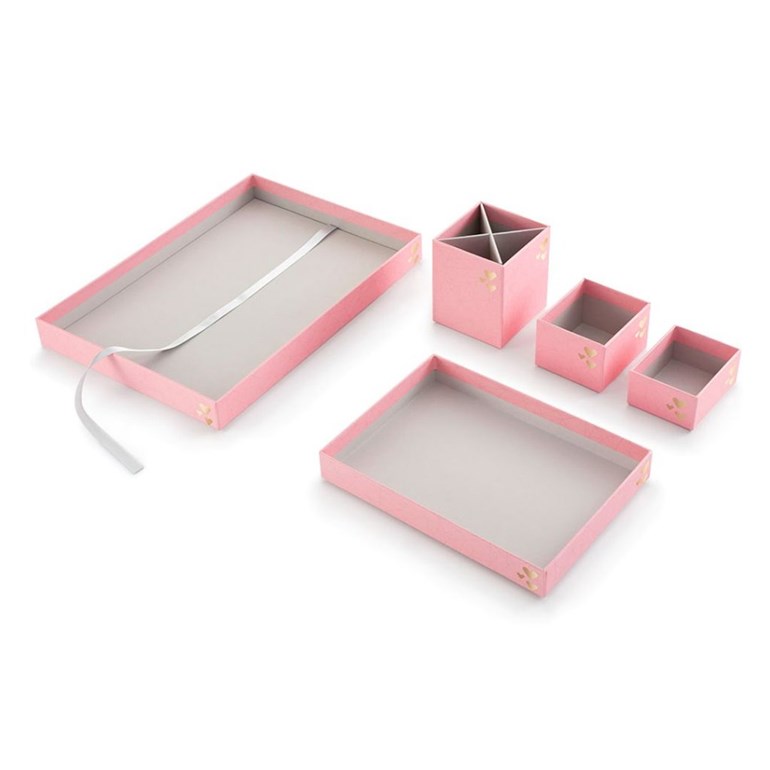 Kit Caixas Organizadoras Pink Stone Geométrico Médio