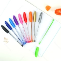 Kit Caneta Esferografica Faber-Castell Trilux Colors Ponta Média 10 Cores