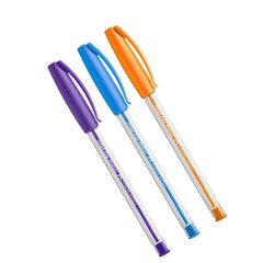 Kit Caneta Esferográfica Faber-Castell Trilux Colors Roxo, Azul e Laranja