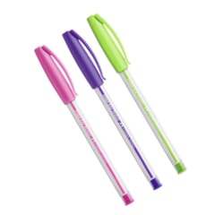 Kit Caneta Esferográfica Faber-Castell Trilux Colors Verde, Rosa e Roxo