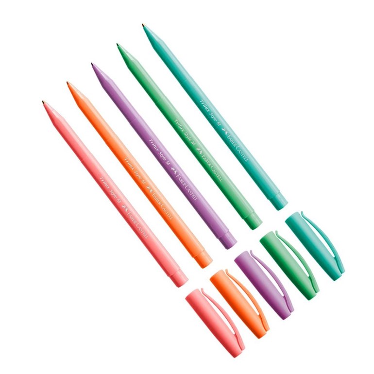 Kit Caneta Esferográfica Faber-Castell Trilux Style Colors 5 Cores