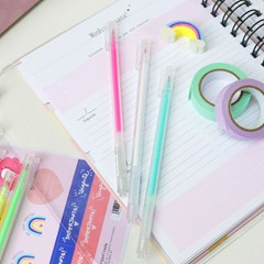 Kit Caneta Gel New Pen Hashi 0,5 mm Branco, Light Pink e Verde Água