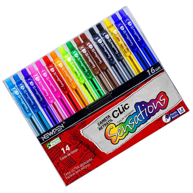 Kit Caneta Gel New Pen Sensations com 16 Cores