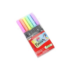 Kit Canetas Brush Pen Newpen Tons Pastéis com 6 Cores