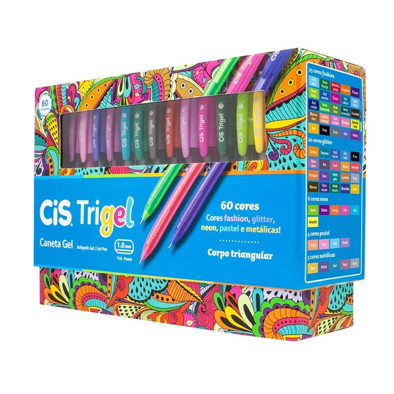 Kit Canetas CiS Trigel com 60 Cores Sortidas
