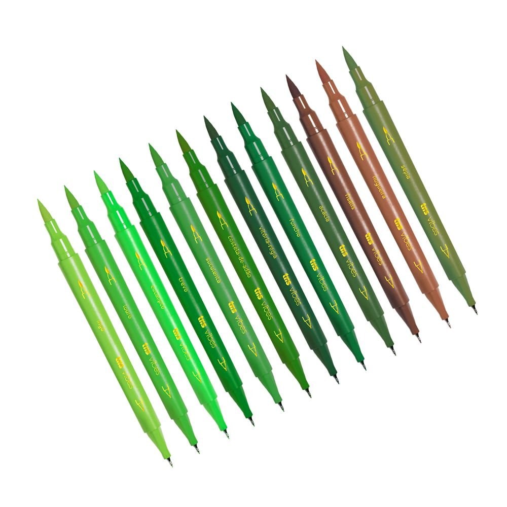 Kit Canetas Sketch Brush Botânica 12 Cores