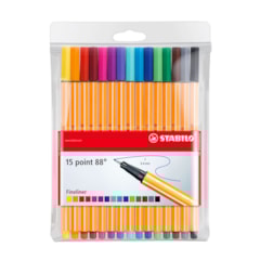 Kit Canetas Stabilo Ponta Fina Point 88 com 15 Cores