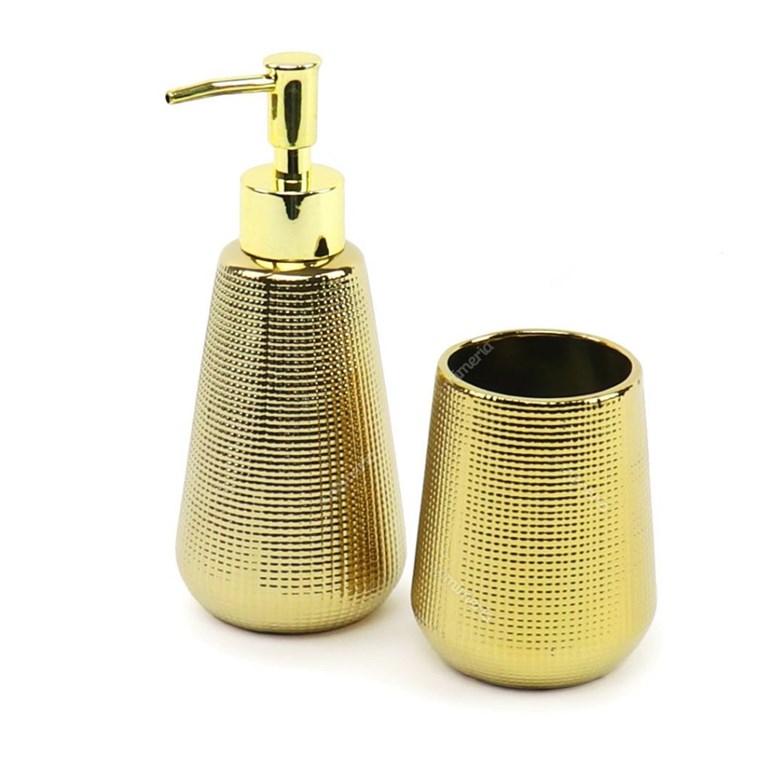 Kit de Banheiro em Cerâmica Dourado